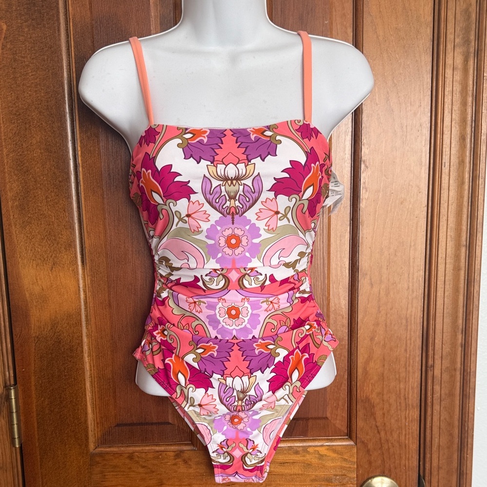 Floral Pink and Red Swimsuit